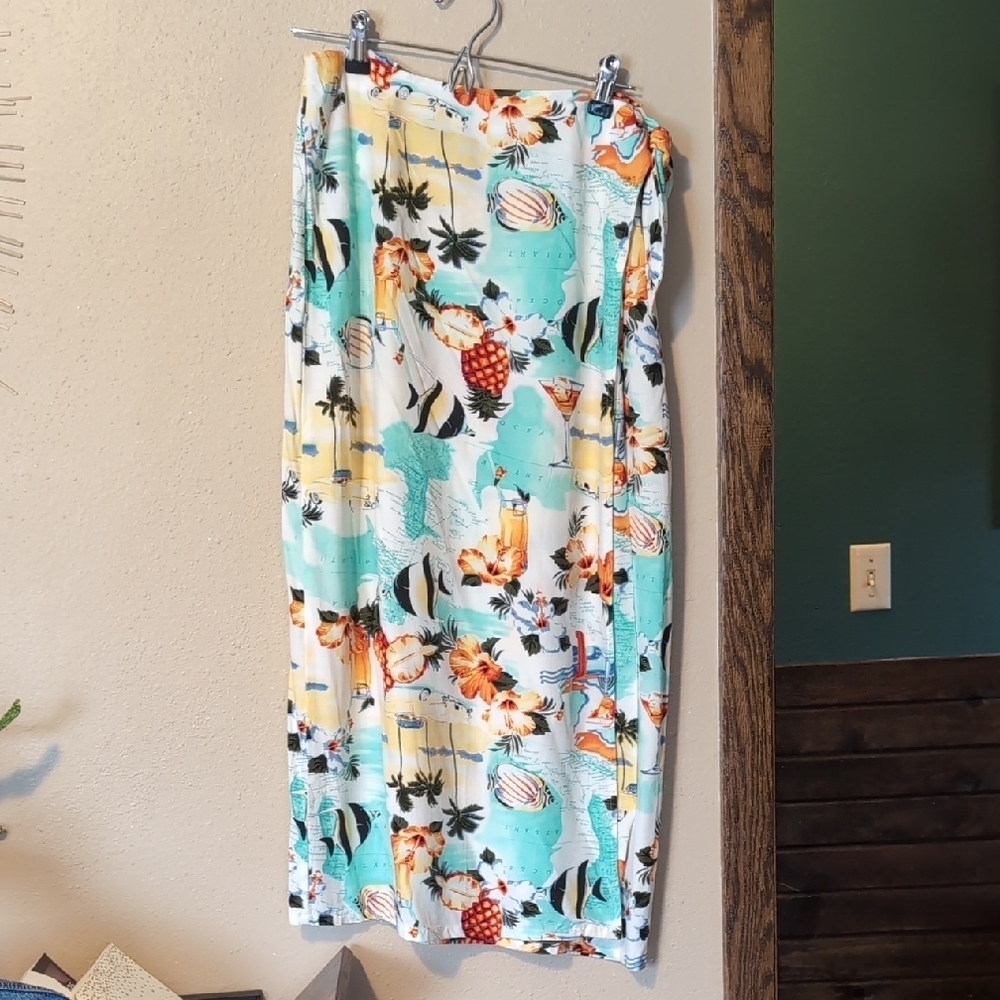 Crazy Horse By Liz Claiborne Tropical Print Wrap Skirt